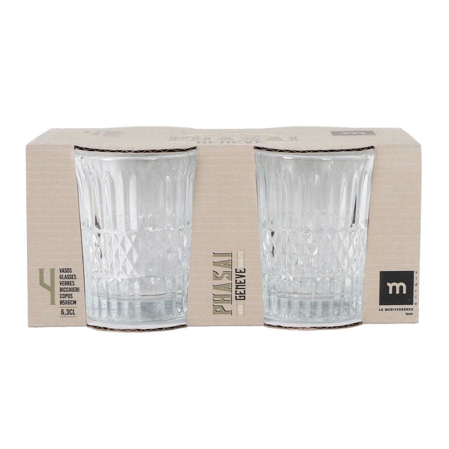S�t med shots glas La Mediterr�nea Phasai geneve Gennemsigtig Glas 63 ml 4 Dele (24 enheder) #3