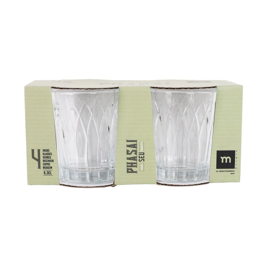 S�t med shots glas La Mediterr�nea Phasai seu Gennemsigtig Glas 63 ml 4 Dele (24 enheder) #3