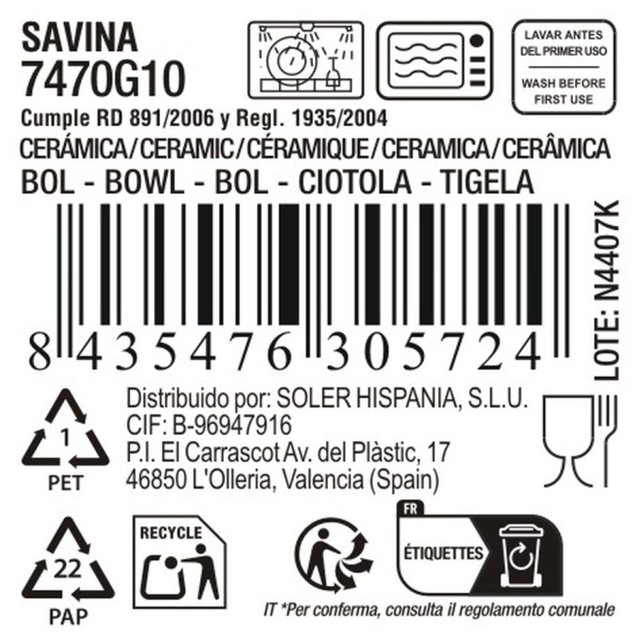 Sk�l La Mediterr�nea Savina Bl� Hvid Keramik 180 ml (24 enheder) #3