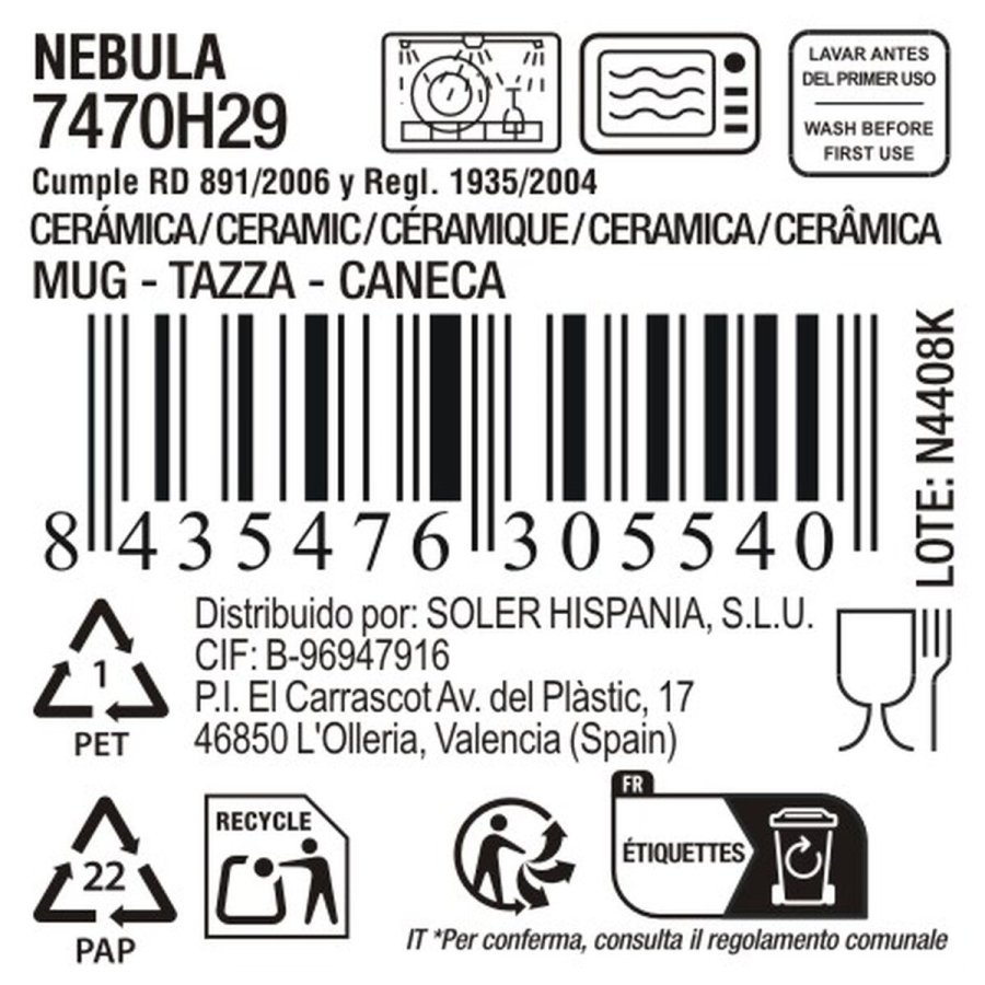 Krus La Mediterr�nea Nebula Gr� 410 ml Keramik (18 enheder) #4