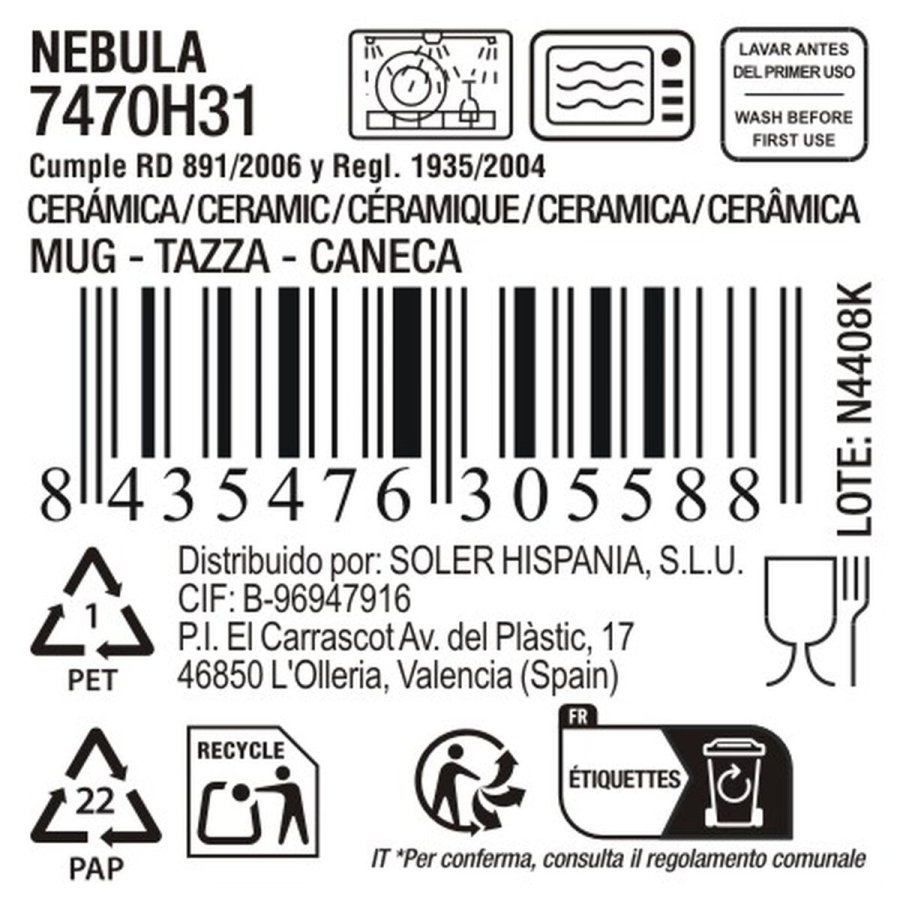 Krus La Mediterr�nea Nebula Gr� 180 ml Keramik (24 enheder) #4