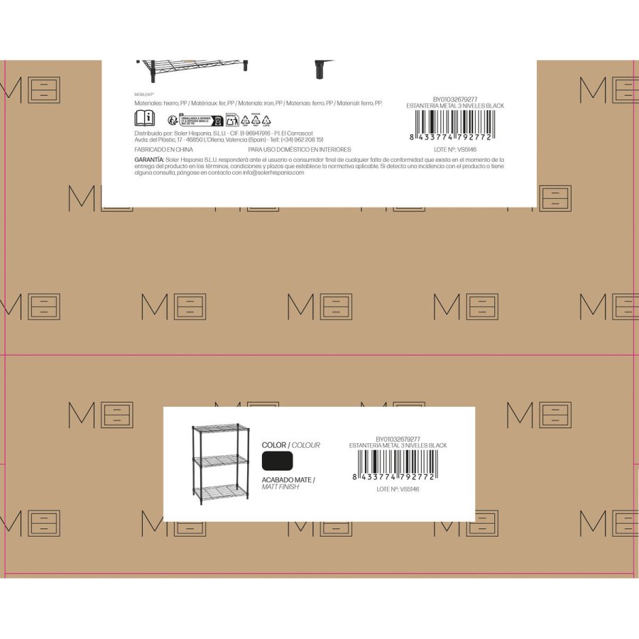 Hylder MobleKit Sort Metal 56 x 35 x 82 cm (2 enheder) #6
