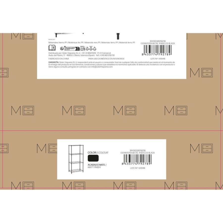 Hylder MobleKit Sort Metal 56 x 35 x 120 cm (2 enheder) #6