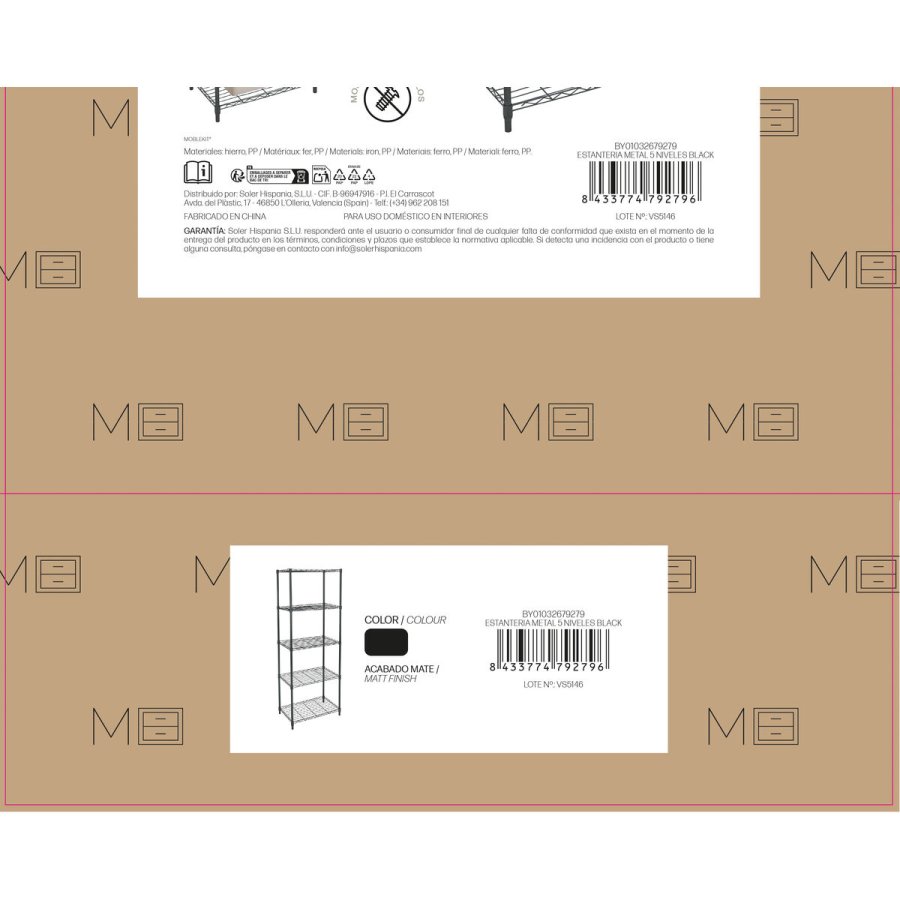 Hylder MobleKit Sort Metal 56 x 35 x 158 cm (2 enheder) #6