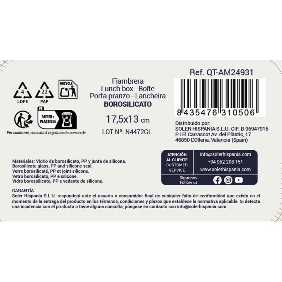 Madkasse Quttin Ambare Rektangul�r 600 ml (6 enheder) #3