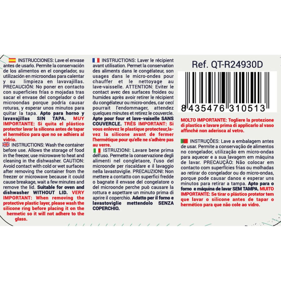 Madkasse Quttin Bl� Gennemsigtig Rektangul�r 470 ml (12 enheder) #3