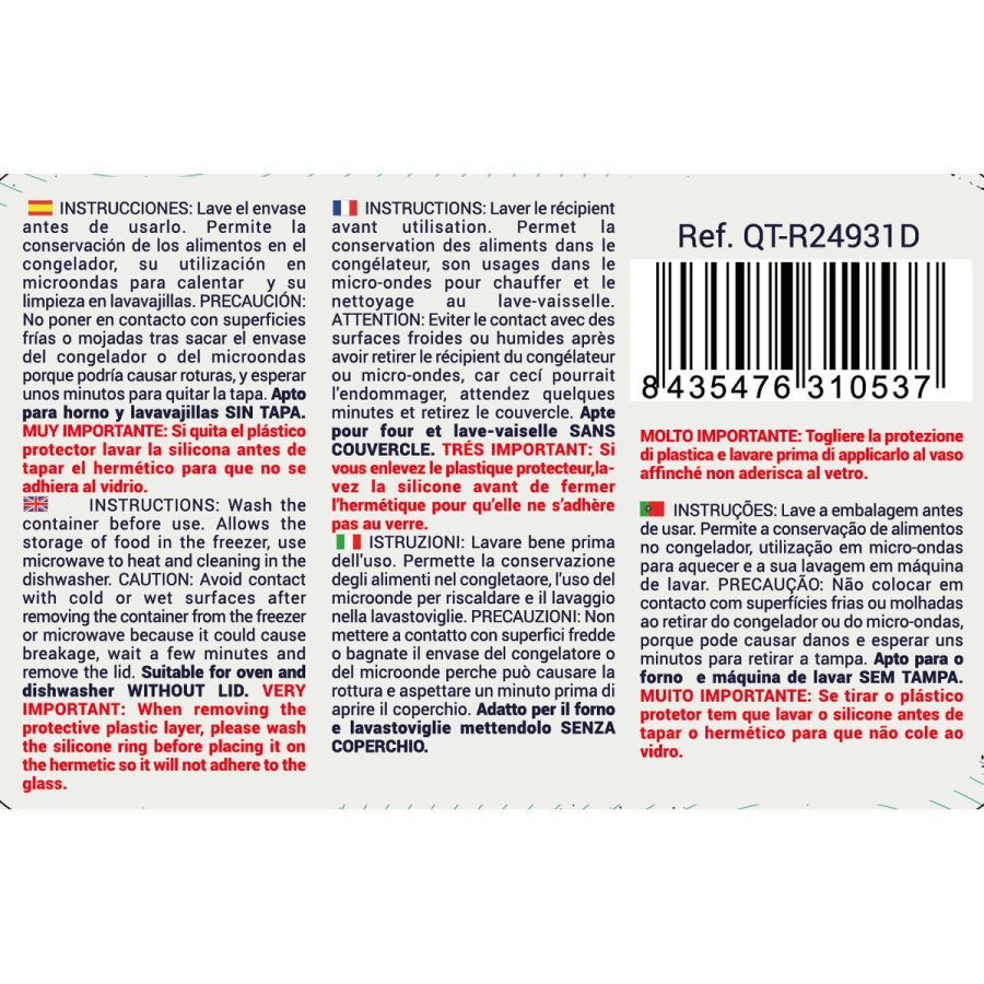 Madkasse Quttin Bl� Gennemsigtig Rektangul�r (6 enheder) #3