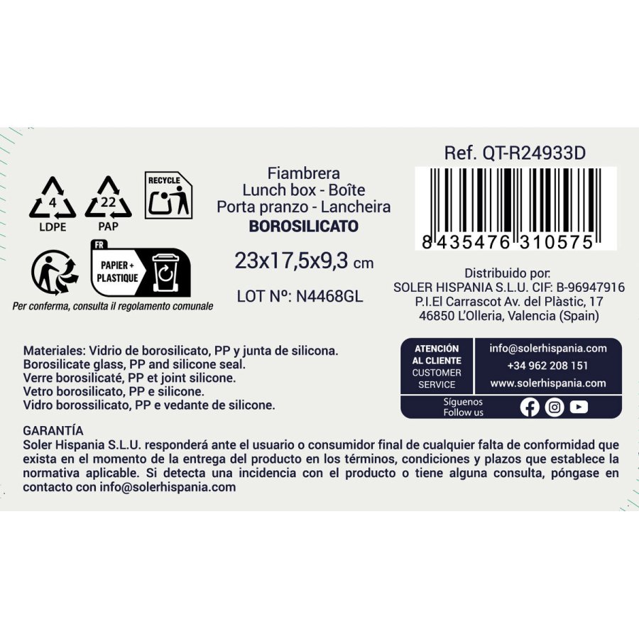 Madkasse Quttin Bl� Gennemsigtig Rektangul�r 1,8 L (6 enheder) #4