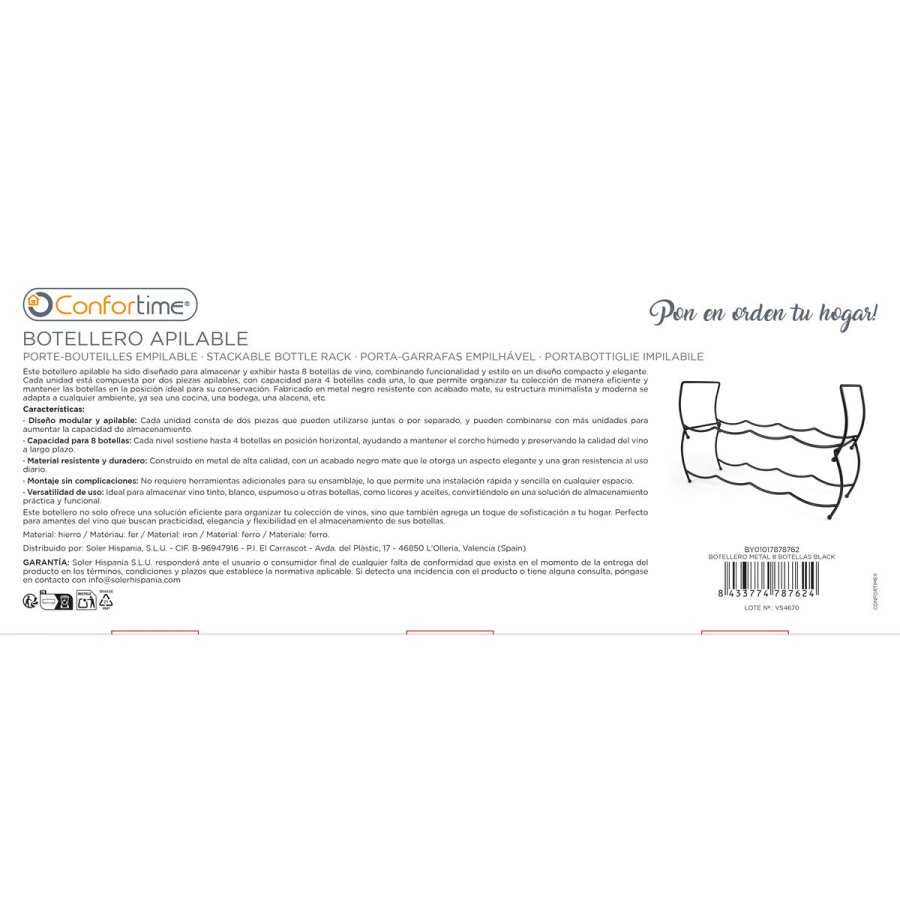 Flaskereol Confortime Sort 43 x 15 x 28 cm (8 enheder) #6