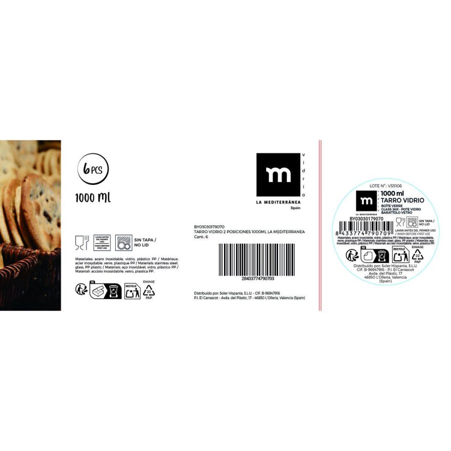 Blik La Mediterr�nea Gennemsigtig 1 L (12 enheder) #7