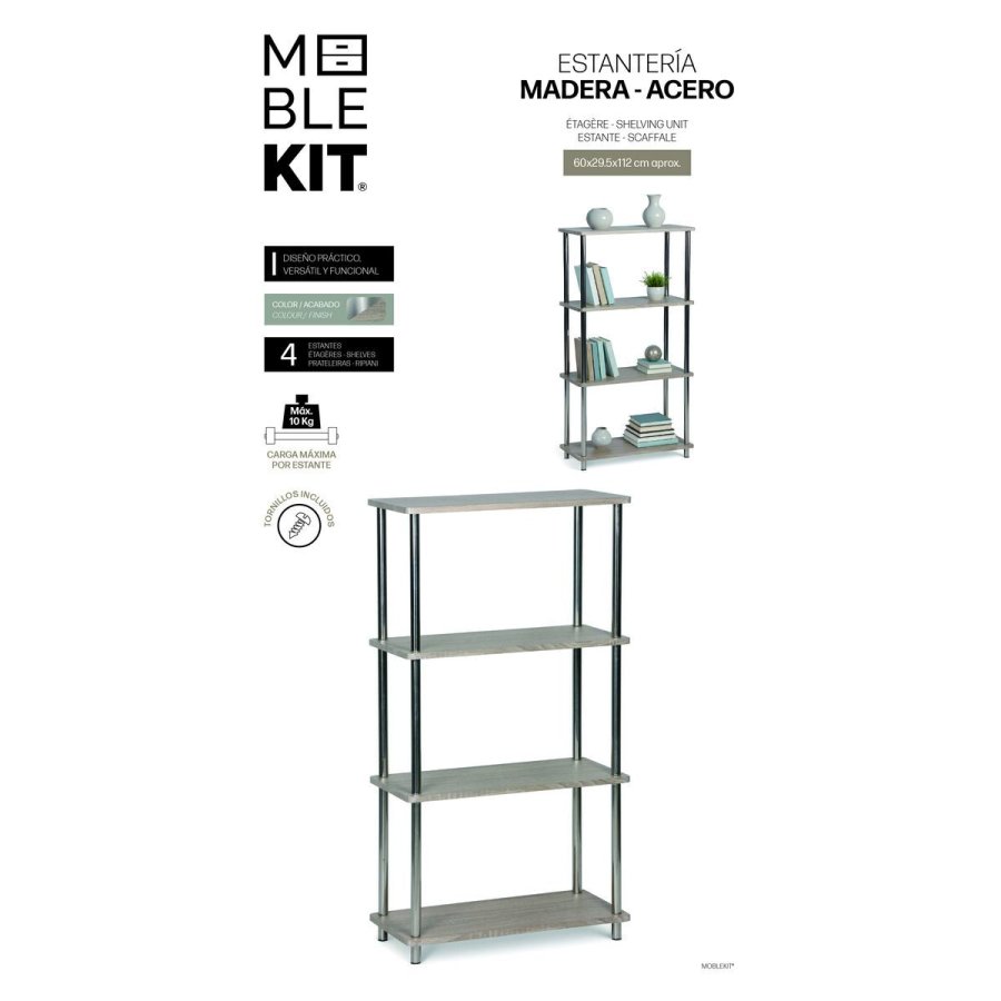 Hylder MobleKit Brun S�lvfarvet Tr� St�l 60 x 29,5 x 112 cm (2 enheder) #5