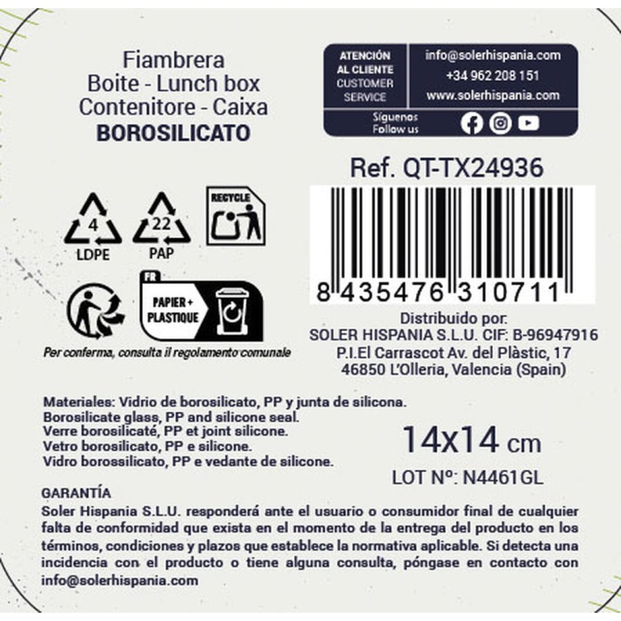 Madkasse Quttin Textury Gennemsigtig Borosilikatglas 500 ml (12 enheder) #4