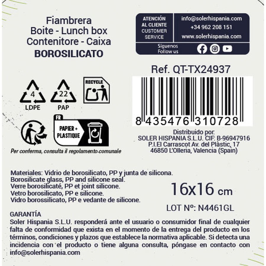 Madkasse Quttin Textury Gennemsigtig Borosilikatglas 750 ml (6 enheder) #4