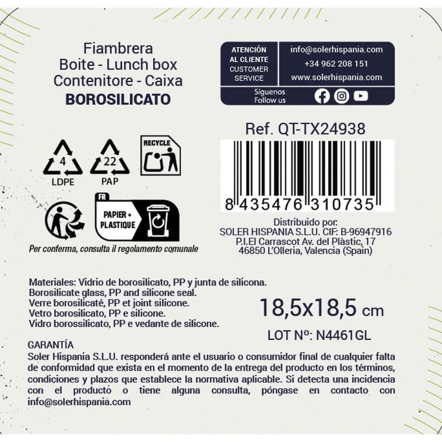 Madkasse Quttin Textury Gennemsigtig Borosilikatglas 1,1 L (6 enheder) #4