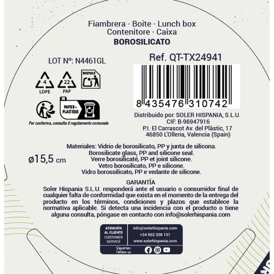 Madkasse Quttin Textury Gennemsigtig Borosilikatglas 650 ml (6 enheder) #4