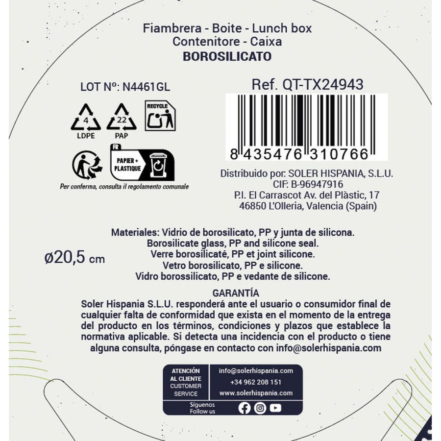 Madkasse Quttin Textury Gennemsigtig Borosilikatglas 1,3 L (6 enheder) #4