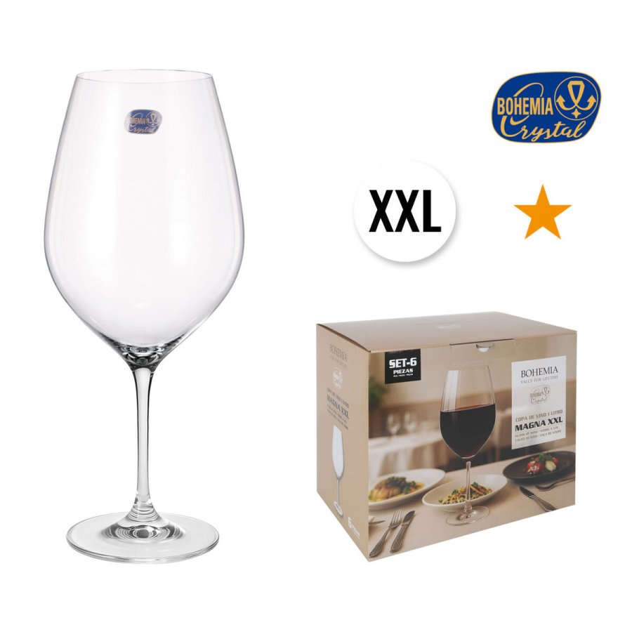 S�t med glas Bohemia Crystal Magna xxl Gennemsigtig Glas 1 L 6 Dele (4 enheder) #4