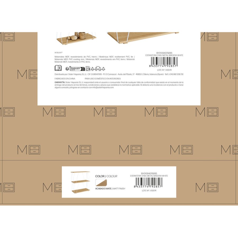 Hylder MobleKit Hvid Brun Tr� Metal 60 x 30 x 71,2 cm (2 enheder) #5