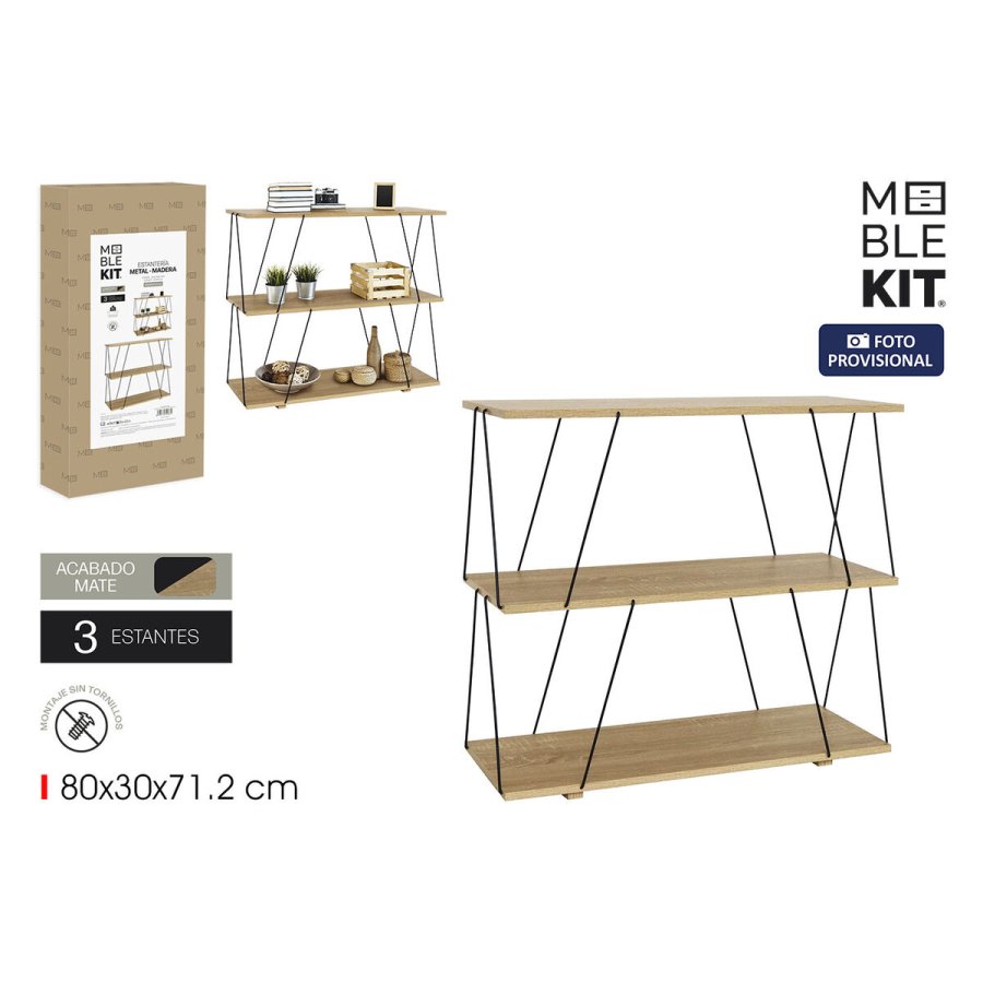 Hylder MobleKit Brun Sort Tr� Metal 80 x 30 x 71,2 cm (2 enheder) #2