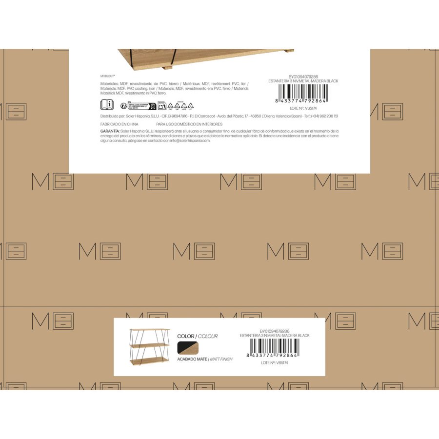 Hylder MobleKit Brun Sort Tr� Metal 80 x 30 x 71,2 cm (2 enheder) #5