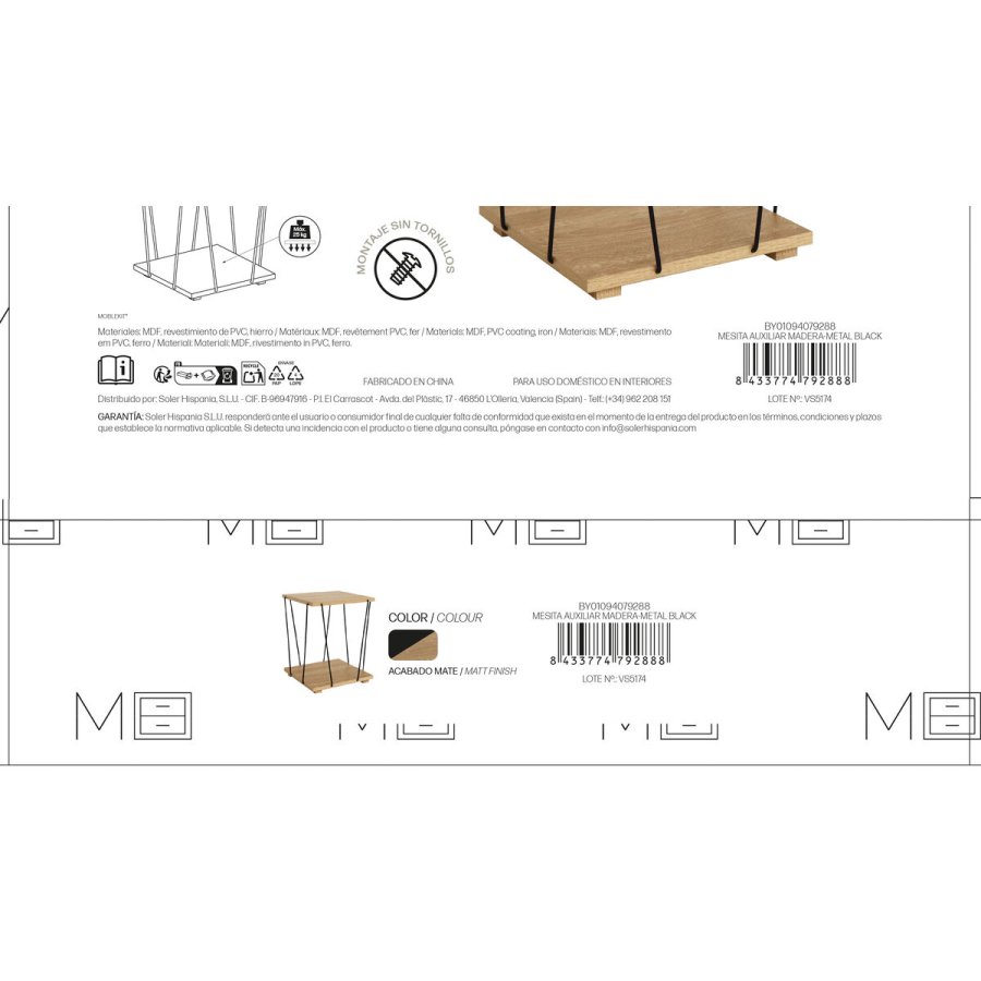 Sofabord MobleKit Brun Sort 31,8 x 31,8 x 38,5 cm (4 enheder) #3