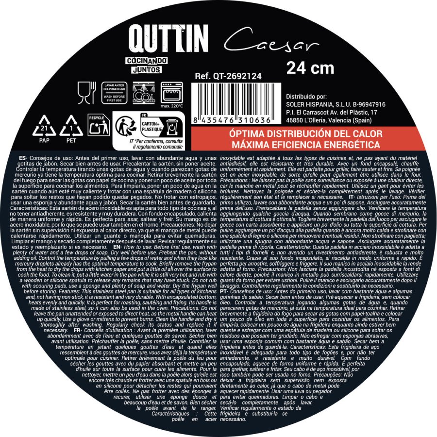 Stegepande Quttin CAESAR S�lvfarvet St�l � 24 cm (4 enheder) #6