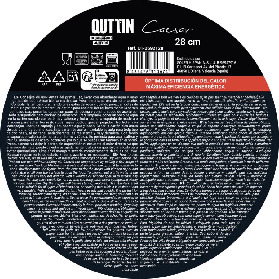 Stegepande Quttin CAESAR S�lvfarvet St�l � 28 cm (4 enheder) #6