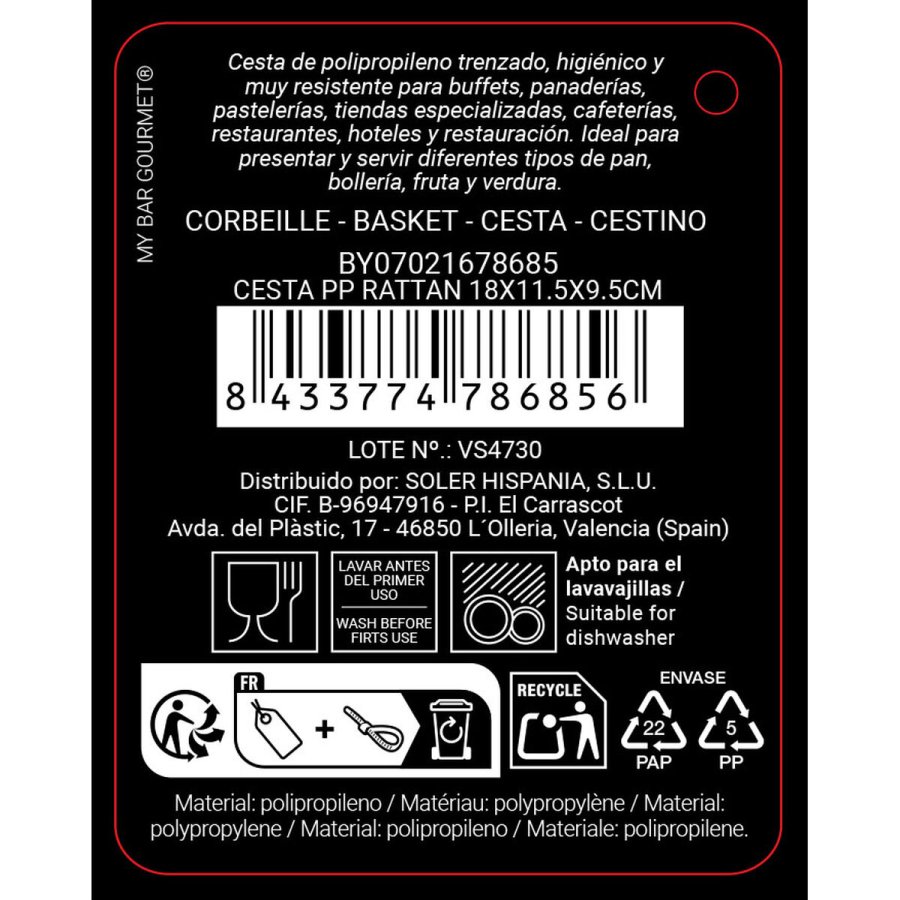 Br�dkurv My Bar RATTAN polypropylen 18 x 11,5 x 9,5 cm (12 enheder) #7