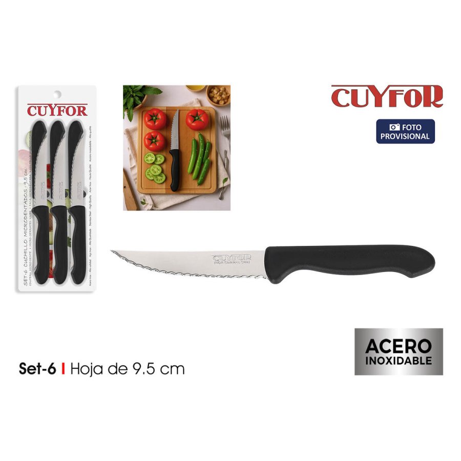 Knivs�t Cuyfor Sort S�lvfarvet Rustfrit st�l polypropylen 6 Dele (24 enheder) #2