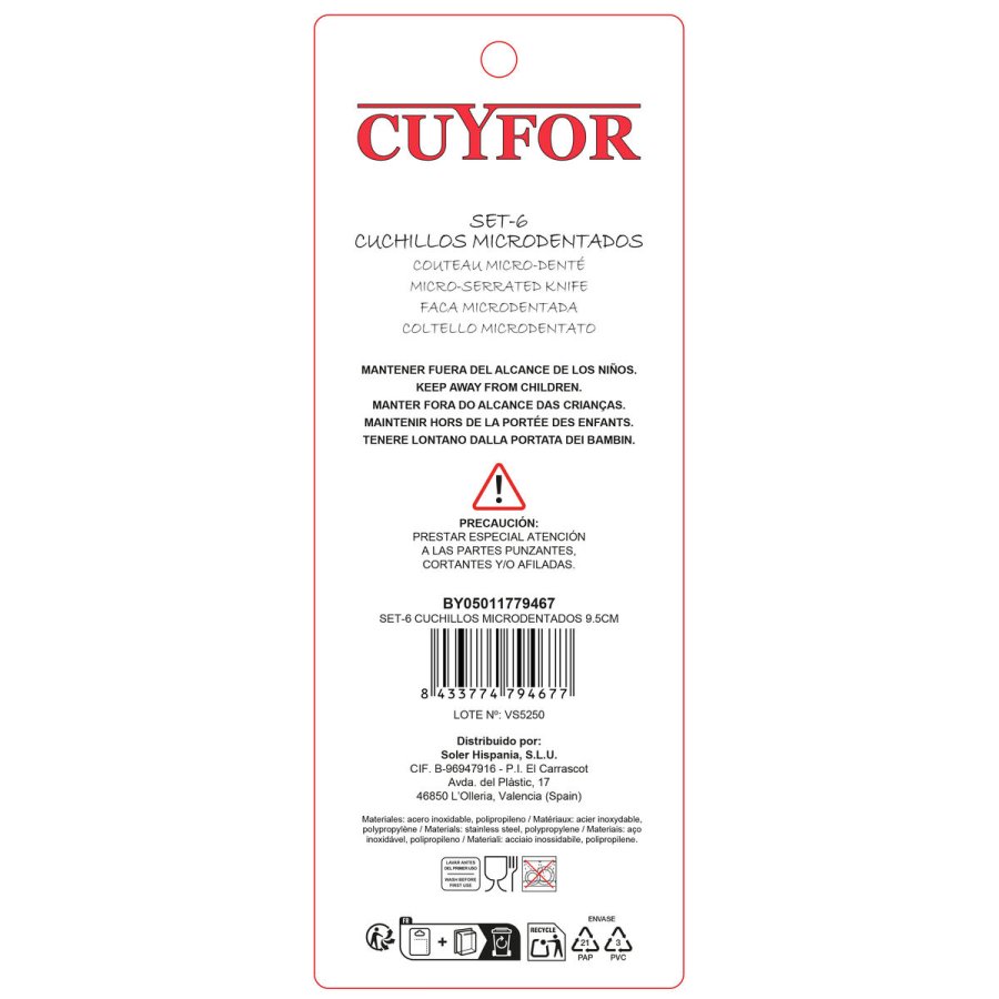 Knivs�t Cuyfor Sort S�lvfarvet Rustfrit st�l polypropylen 6 Dele (24 enheder) #7