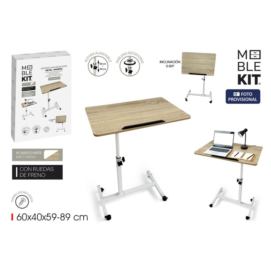 Sofabord MobleKit Hvid Brun 60 x 40 x 59 cm Tr� Metal (3 enheder) #2