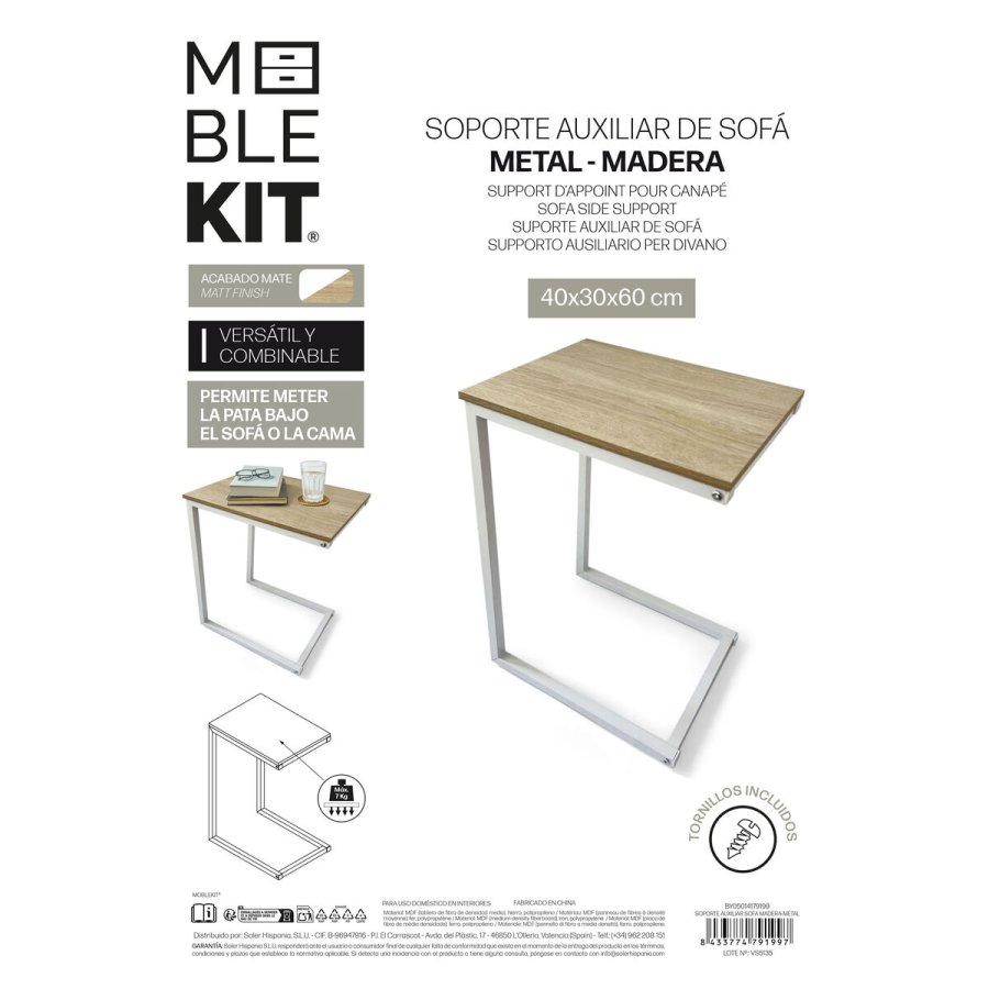 Sofabord MobleKit Hvid Brun 40 x 30 x 60 cm Tr� Metal (3 enheder) #5