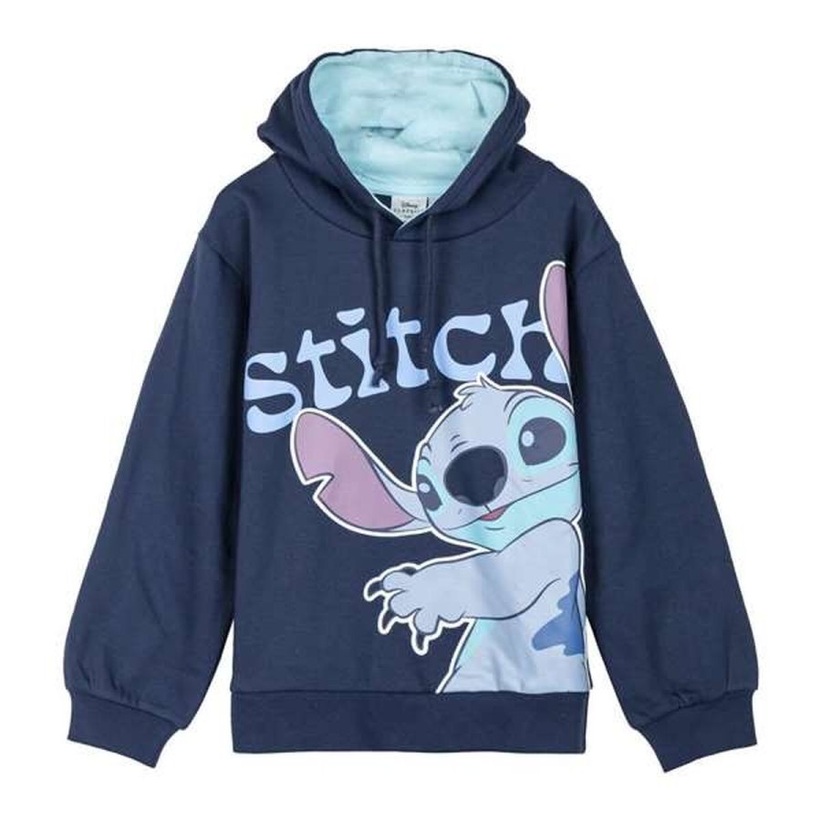 Sweatshirt med h�tte til piger Stitch M�rkebl� #1