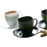 Set med kopper og underkopper Luminarc Carine N&b Hvid Sort Glas 220 ml (12 Dele) #1