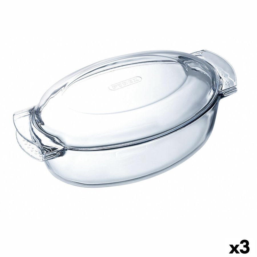 Ovn Fad Pyrex Classic Vidrio Gennemsigtig Glas Oval 39 x 23 x 15 cm Med lg (3 enheder) #1