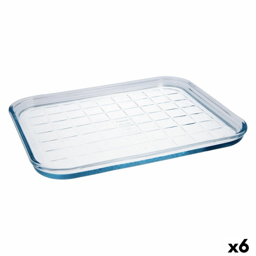 Rektangulr Form Pyrex Classic Vidrio Gennemsigtig Glas 33 x 27 x 2 cm Flad (6 enheder) #1