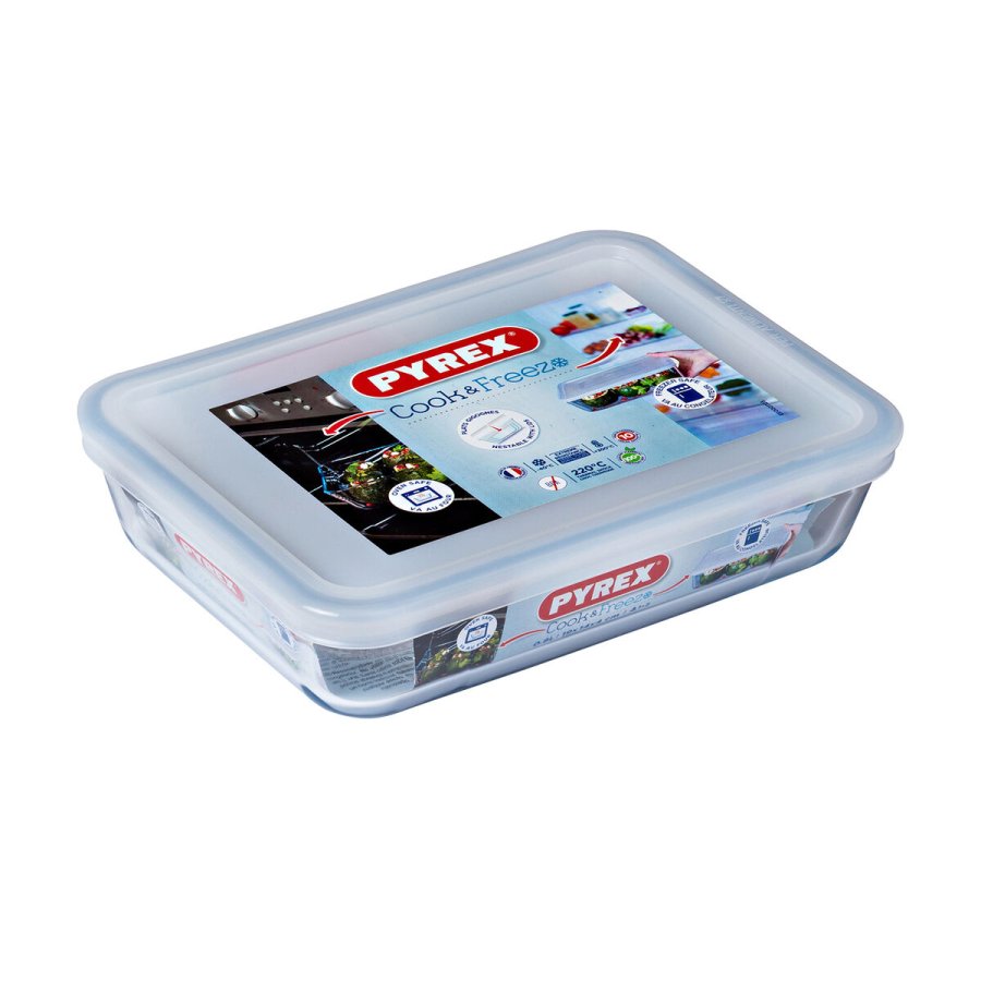 Rektangulr madkasse med Lg Pyrex Cook & Freeze 19 x 14 x 5 cm 800 ml Gennemsigtig Silikone Glas (6 enheder) #7