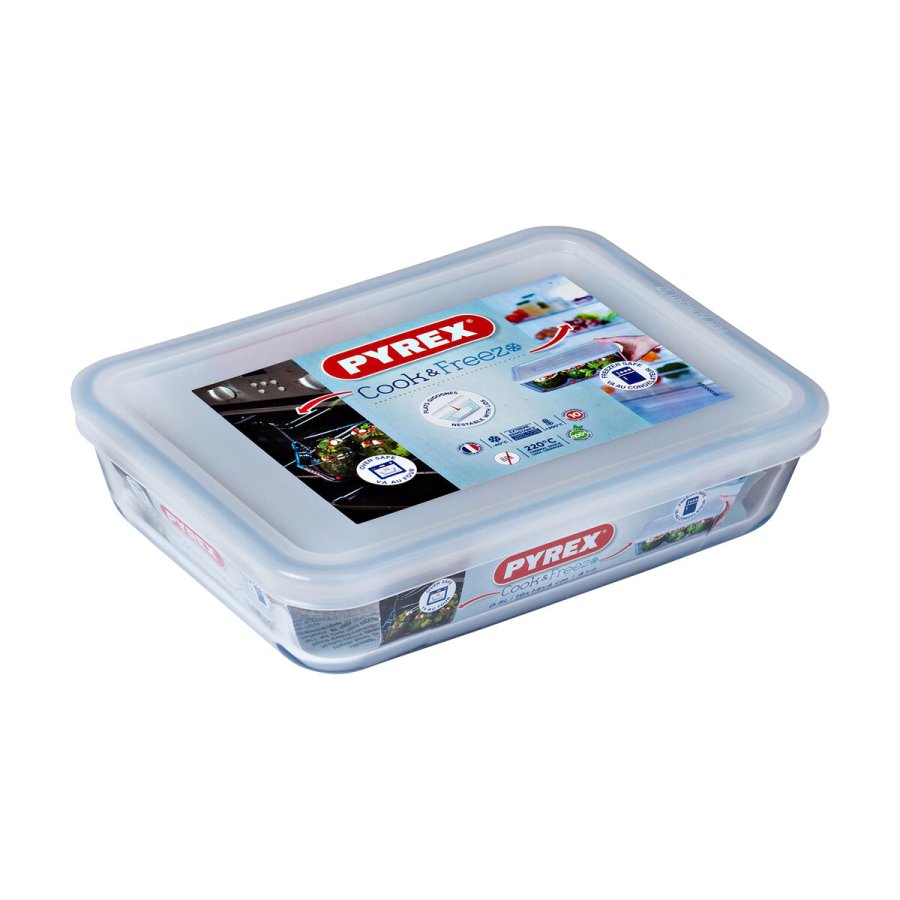 Rektangulr madkasse med Lg Pyrex Cook & Freeze 22,5 x 17,5 x 6,5 cm 1,5 L Gennemsigtig Silikone Glas (6 enheder) #7