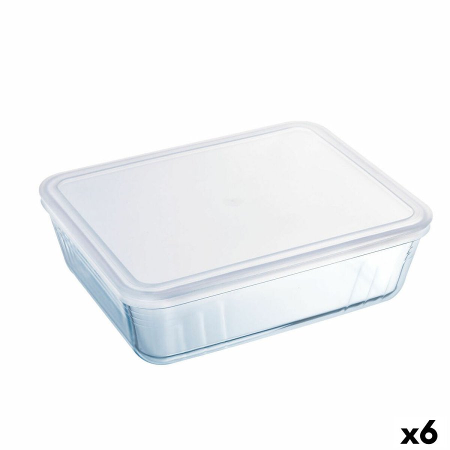 Rektangulr madkasse med Lg Pyrex Cook & Freeze 22,5 x 17,5 x 6,5 cm 1,5 L Gennemsigtig Silikone Glas (6 enheder) #1