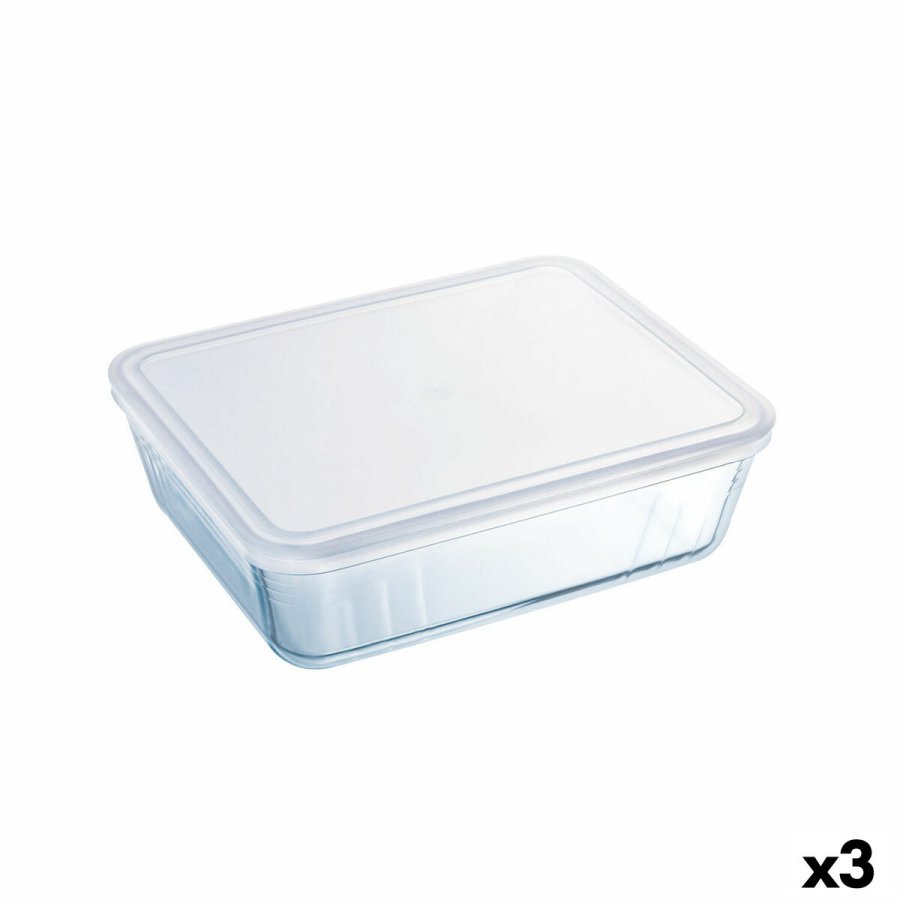 Rektangulr madkasse med Lg Pyrex Cook&freeze 28 x 23 x 10 cm 4,2 L Gennemsigtig Glas Silikone (3 enheder) #1