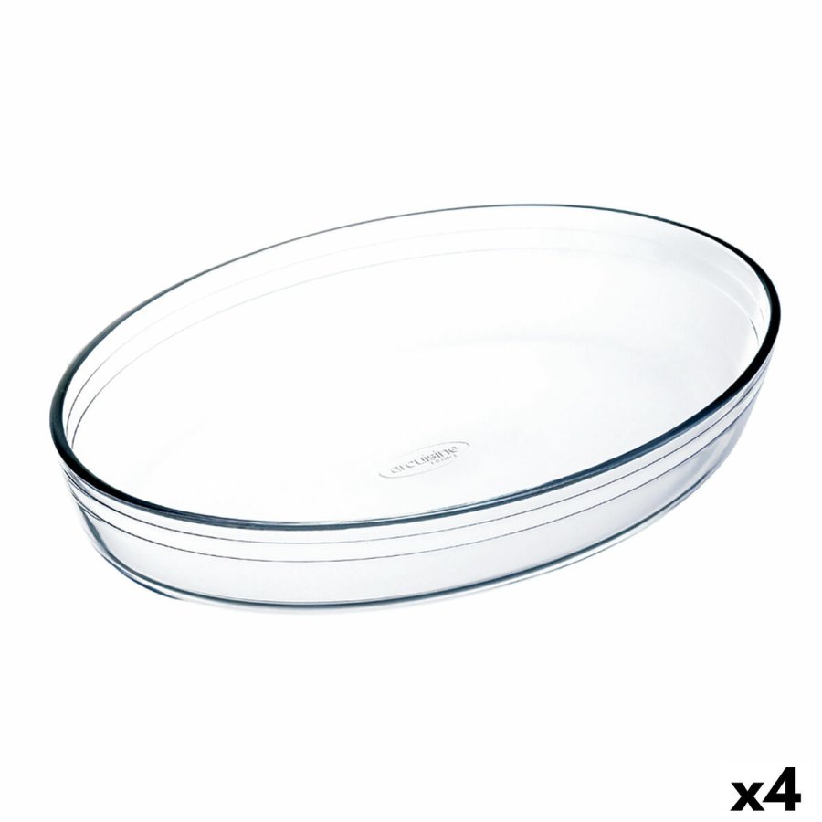 Ovn Fad  Cuisine Ocuisine Vidrio Gennemsigtig Glas Oval 40 x 28 x 7 cm (4 enheder) #1