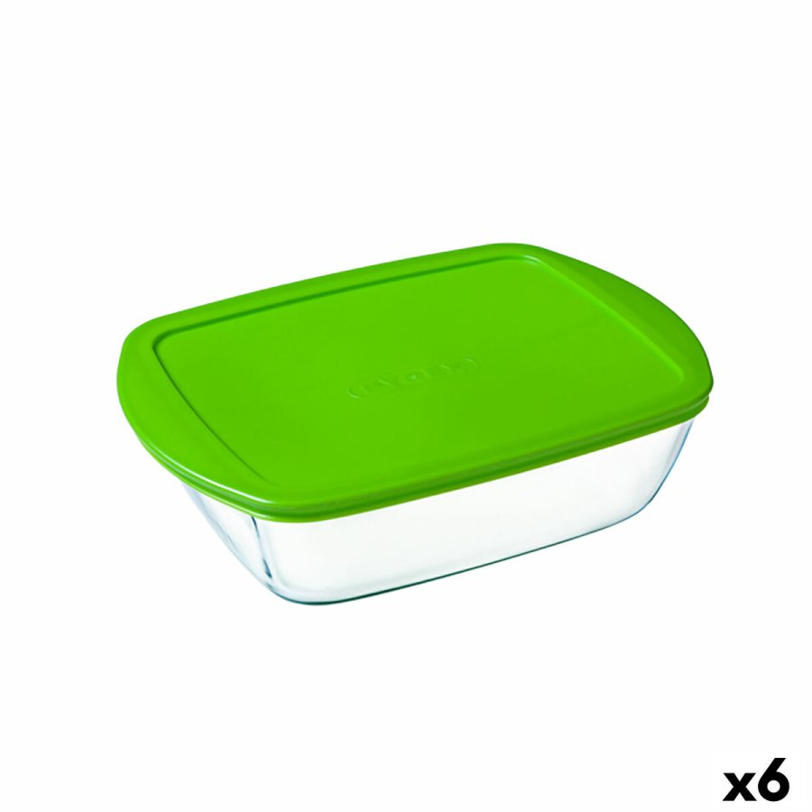 Rektangulr madkasse med Lg Pyrex Cook & Store Grn 1,1 L 23 x 15 x 7 cm Silikone Glas (6 enheder) #1