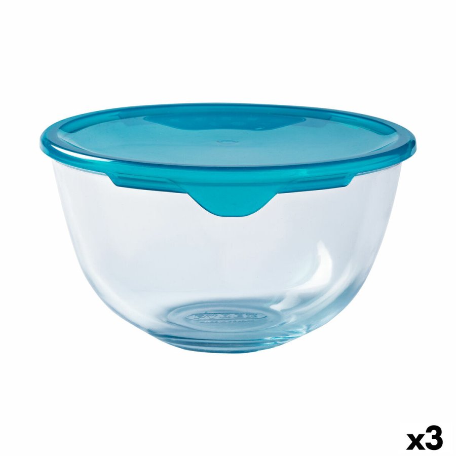 Rund madkasse med lg Pyrex Cook & Store 16 x 16 x 10 cm Bl 1 L Silikone Glas (3 enheder) #1