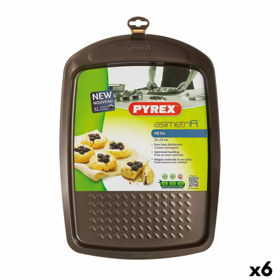 Bageform Pyrex Asimetria Rektangulr Sort Metal 33 x 25 cm (6 enheder) #1