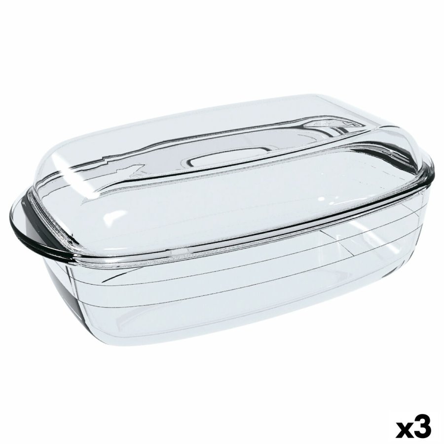 Bageform  Cuisine Rektangulr Med lg 37,5 x 22,5 x 10,6 cm Gennemsigtig (3 enheder) #1