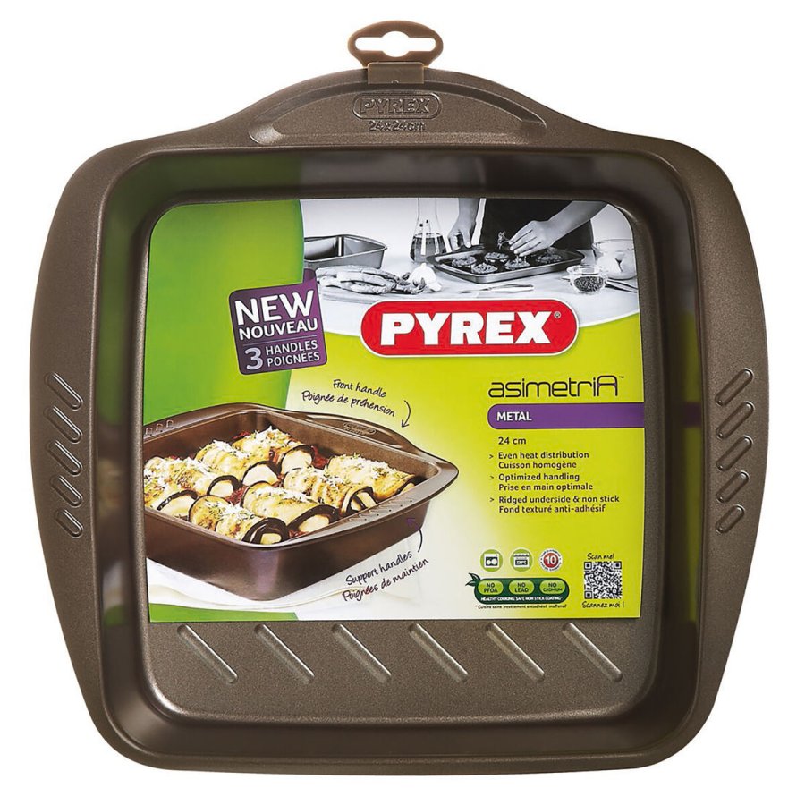 Bageform Pyrex Asimetria Firkantet Sort Metal 24 x 24 cm (6 enheder) #4