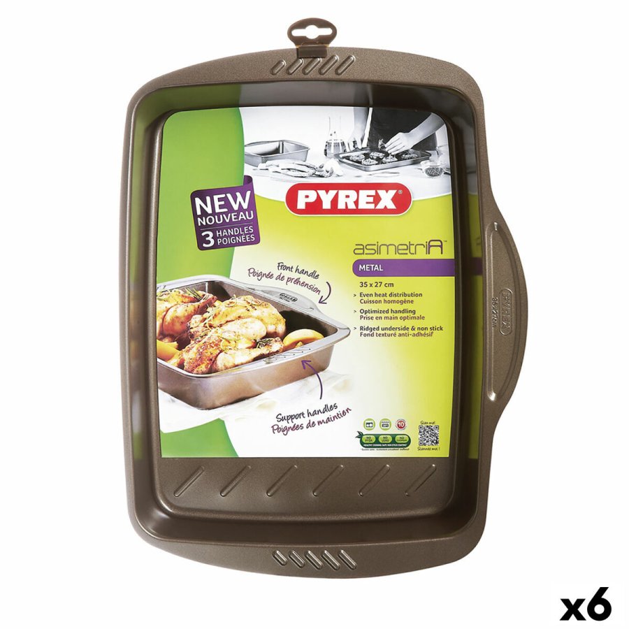 Rektangulr Form Pyrex Asimetria Sort Metal 35 x 27 cm Rektangulr (6 enheder) #1