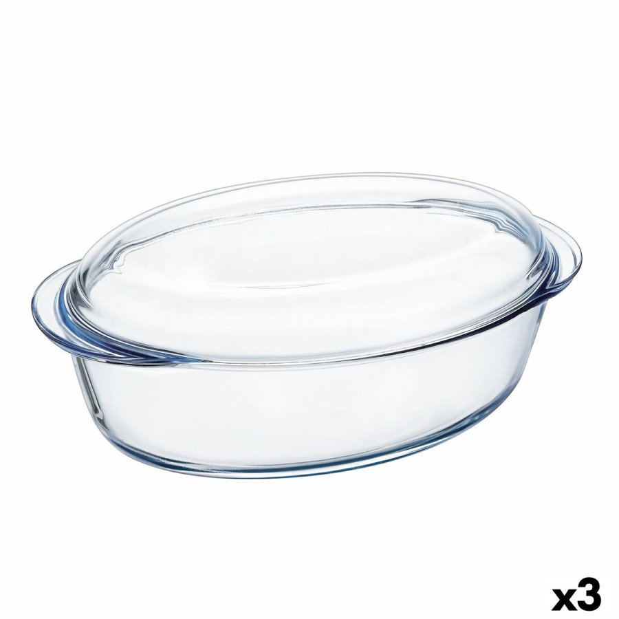 Ovn Fad Pyrex Classic Vidrio Gennemsigtig Glas 33 x 20 x 10 cm Med lg (3 enheder) #1