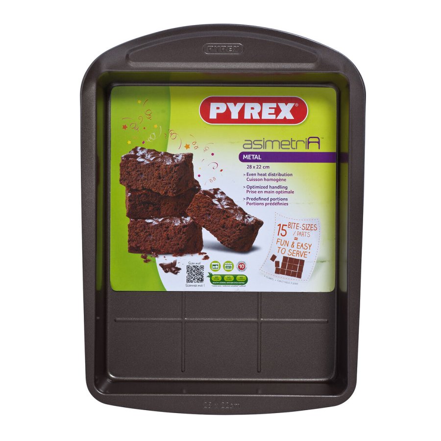 Rektangulr Form Pyrex Asimetria Sort Metal 28 x 22 cm Rektangulr (6 enheder) #7