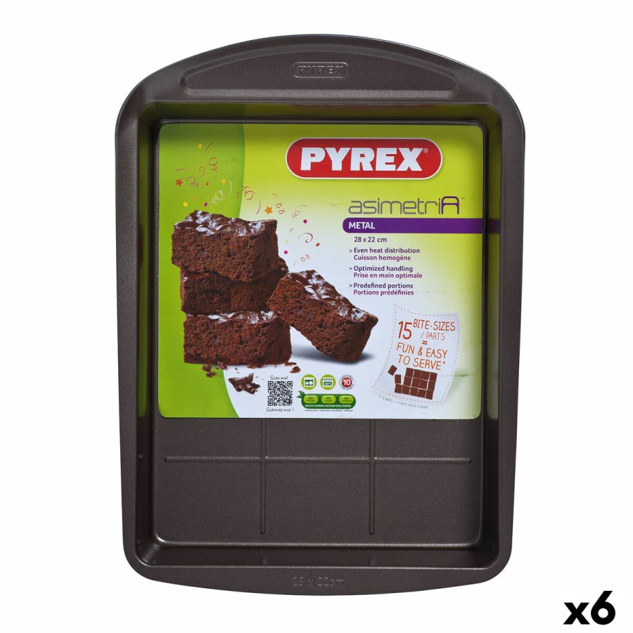 Rektangulr Form Pyrex Asimetria Sort Metal 28 x 22 cm Rektangulr (6 enheder) #1